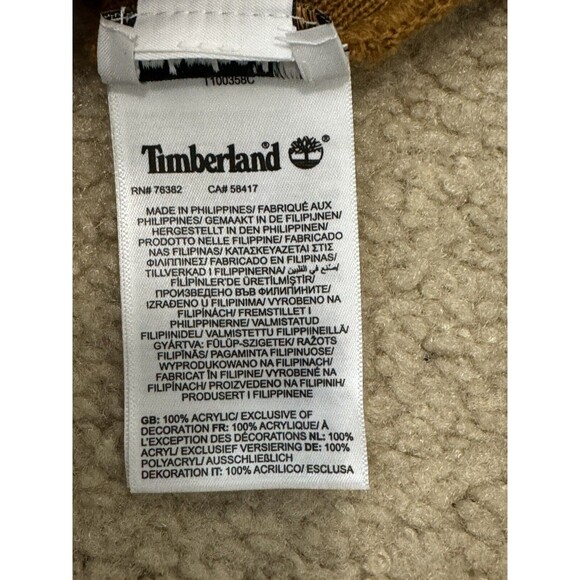 NWT Timberland Tonal Embroidery Logo Rubbed Cuff Wheat Beanie Mens One Size Hat - Picture 6 of 6